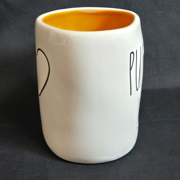 Rae Dunn PUMPKIN SPICE Heart Coffee Mug Orange Inside Thanksgiving Farmhouse - Picture 4 of 8